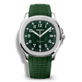 Montre Seiko Mod Aquanaut Vert équipée du mouvement automatique Seiko NH35, avec un cadran vert forêt texturé et un bracelet en caoutchouc vert foncé, offrant une allure raffinée et contemporaine.