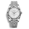 Montre Seiko Mod Arabic Dial Blanche équipée du mouvement automatique Seiko NH35 avec un cadran blanc à chiffres arabes et bracelet et boitier en acier inoxydable