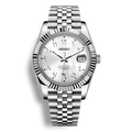 Montre Seiko Mod Arabic Dial Professionnal Blanche équipée du mouvement automatique Seiko NH35 avec un cadran blanc argenté brillant à chiffres arabes et bracelet et boitier en acier inoxydable