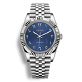Montre Seiko Mod Arabic Dial Bleue équipée du mouvement automatique Seiko NH35 avec un cadran bleu marine à chiffres arabes et bracelet et boitier en acier inoxydable