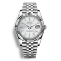 Montre Seiko Mod Datejust blanc en acier inoxydable 316L avec mouvement automatique Seiko NH35, verre saphir et cadran luminescent