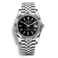 Montre Seiko Mod Datejust noir en acier inoxydable 316L avec mouvement automatique Seiko NH35, verre saphir et cadran luminescent