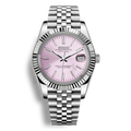 Montre Seiko Mod Datejust rose en acier inoxydable 316L avec mouvement automatique Seiko NH35, verre saphir et cadran luminescent