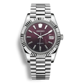 Montre Seiko Mod Datejust Sunburst cadran rouge bordeaux premium en acier inoxydable 316L avec mouvement automatique Seiko NH35, verre saphir et cadran luminescent