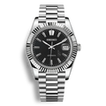 Montre Seiko Mod Datejust Sunburst cadran noir en acier inoxydable 316L avec mouvement automatique Seiko NH35, verre saphir et cadran luminescent