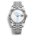 Montre Seiko Mod Datejust Who Cares I’m Already Late avec cadran aux inscriptions bleu clair éclatantes et trotteuse éclair bleu claire,  boîtier en acier inoxydable, Seiko NH35