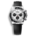 Seiko Mod Daytona Oysterflex cadran blanc chronographe mouvement Seiko VK63 bracelet noir