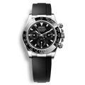 Seiko Mod Daytona Oysterflex cadran noir chronographe lunette tachymétrique bracelet caoutchouc