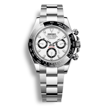Seiko Mod Daytona cadran panda blanc et noir chronographe mouvement Seiko VK63