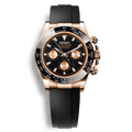 Seiko Mod Daytona or rose cadran noir & or rose chronographe lunette tachymétrique bracelet noir