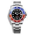 Montre Seiko Mod GMT Master II Pepsi, équipée du mouvement NH34, lunette rouge et bleue et bracelet Oyster en acier brossé