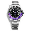 Montre Seiko Mod Marine Master GMT Joker avec lunette violette et noire, boîtier acier inoxydable 316L et verre saphir inrayable