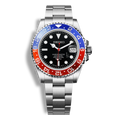 Montre Seiko Mod Marine Master GMT Pepsi avec lunette bleue et rouge, bracelet en acier inoxydable 316L et verre saphir inrayable