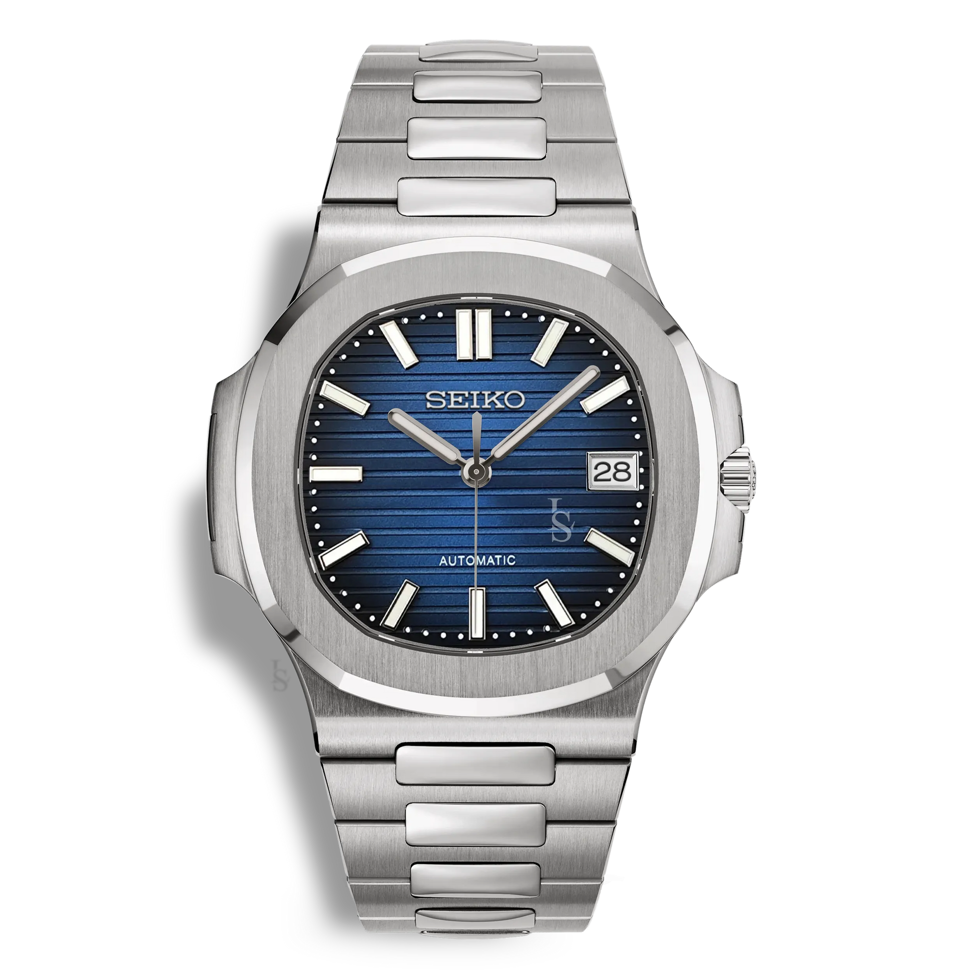 Montre Seiko Mod Nautilus bleu marine en acier inoxydable 316L, boîtier 41mm, mouvement automatique Seiko NH35