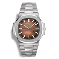 Montre Seiko Mod Nautilus marron, mouvement automatique Seiko NH35 et fond de boîtier transparent