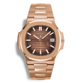 Montre Seiko Mod Nautilus Or Rose avec cadran marron, mouvement automatique NH35 et bracelet enacier 316L teinte or rose