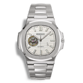 Montre SeikoMod Nautilus Skeleton cadran blanc, mouvement automatique Seiko NH38, bracelet acier inoxydable