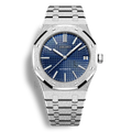 Montre SeikoMod Royal Oak Frosted Metal cadran bleu avec boîtier et bracelet intégré en acier inoxydable