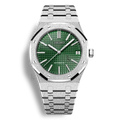 Montre SeikoMod Royal Oak Frosted Metal cadran vert avec finition givrée et design Royal Oak emblématique