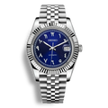 SeikoMod Arabic Dial Bleu Heritage – Montre automatique équipée du mouvement NH35 avec un cadran bleu profond à chiffres arabes et bracelet et boitier datejust en acier robuste