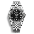 SeikoMod Arabic Dial Noir Heritage – Montre automatique équipée du mouvement NH35 avec un cadran noir sobre à chiffres arabes et bracelet et boitier datejust en acier robuste