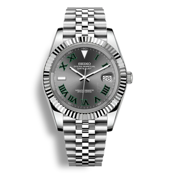 Montre Seiko Mod wimbledon cadran gris classique à chiffres romains wimbledon avec affichage de la date et mouvement automatique Seiko NH35