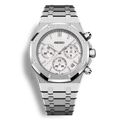 SeikoMod Royal Oak Chronographe cadran blanc tapisserie et mouvement méca-quartz Seiko VK63