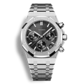 Montre SeikoMod Royal Oak Chronographe noire, cadran tapisserie, mouvement VK63, style sportif et élégant