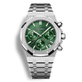 SeikoMod Royal Oak Chronographe cadran vert tapisserie, boîtier acier, design octogonal iconique