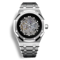 Montre SeikoMod Royal Oak Full Skeleton avec un boitier en acier de 41mm et équipée du mouvement automatique Seiko NH70 et cadran noir minimaliste squelette complet
