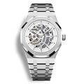 Montre SeikoMod Royal Oak Skeleton cadran squelette blanc et boitier 41mm en acier 316L équipé du mouvement automatique Seiko NH70